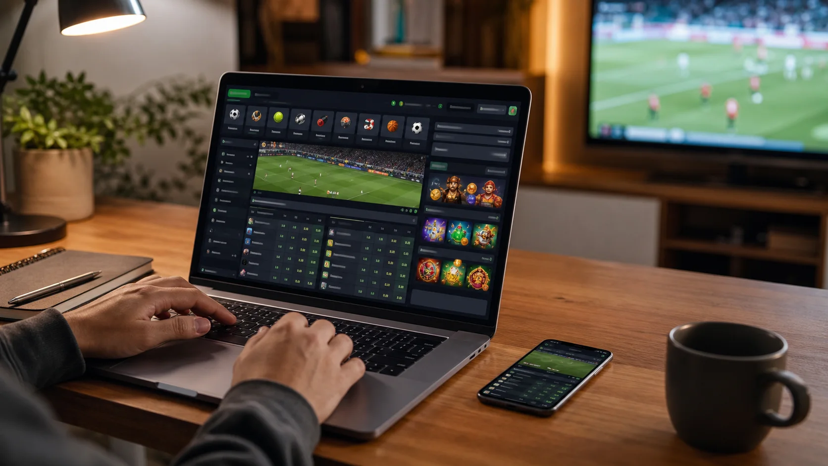 Plataforma coralpoker em notebook e celular com apostas esportivas e cassino online